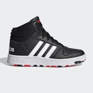 ADIDAS BOYS HOOPS 2.0 MID SNEAKER - BLACK SIZE 1